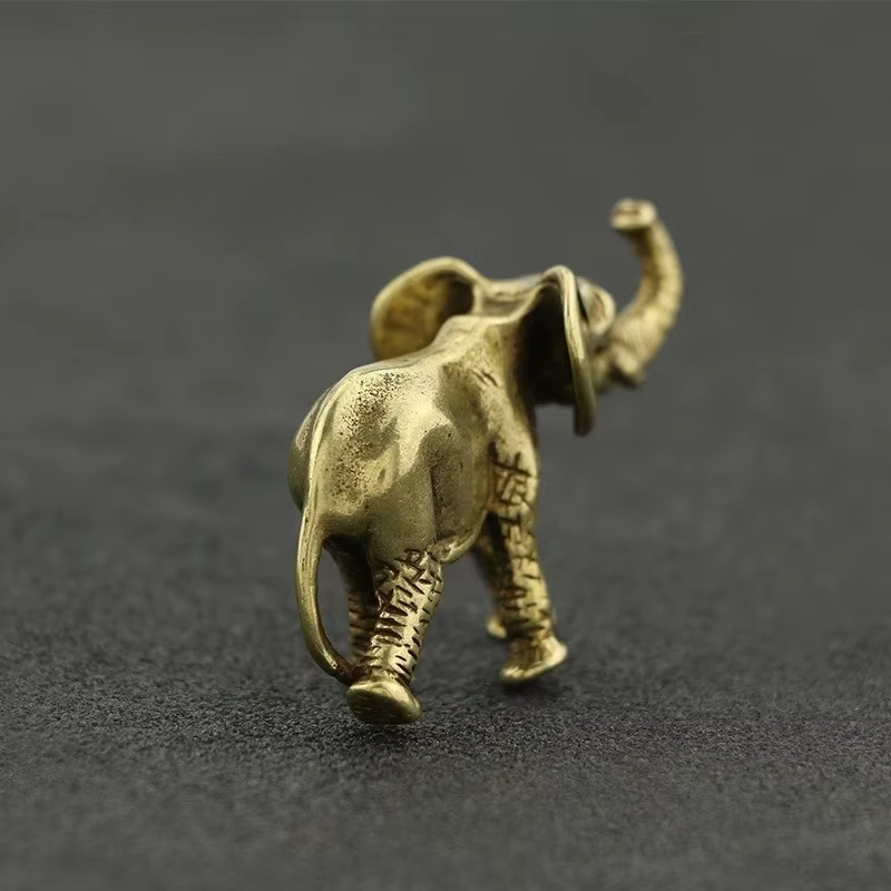 Elefante de bronce para escritorio - Mini figura decorativa de pesca