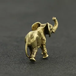 Elefante de bronce para escritorio - Mini figura decorativa de pesca