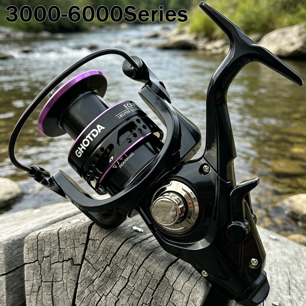 Carrete de pesca giratorio marino con doble freno y bobina metálica - imagen 4