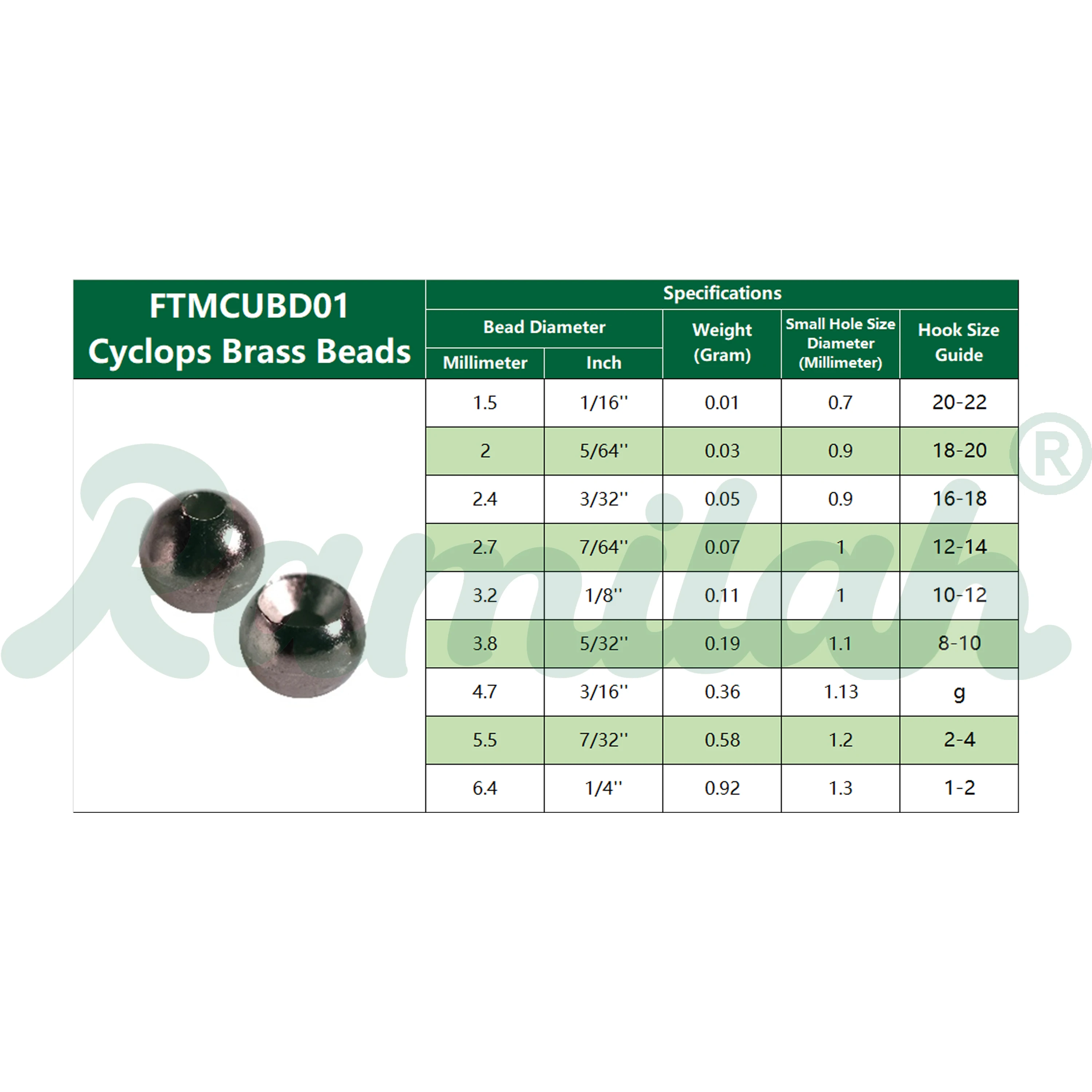 Cuentas de latón Cyclops para atado de moscas – Brass Beads - imagen 4