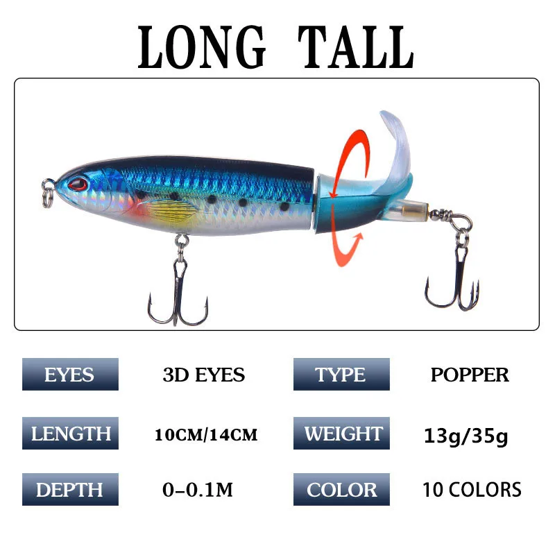 Crankbait duro con cola giratoria y acción oscilante para pesca - imagen 3