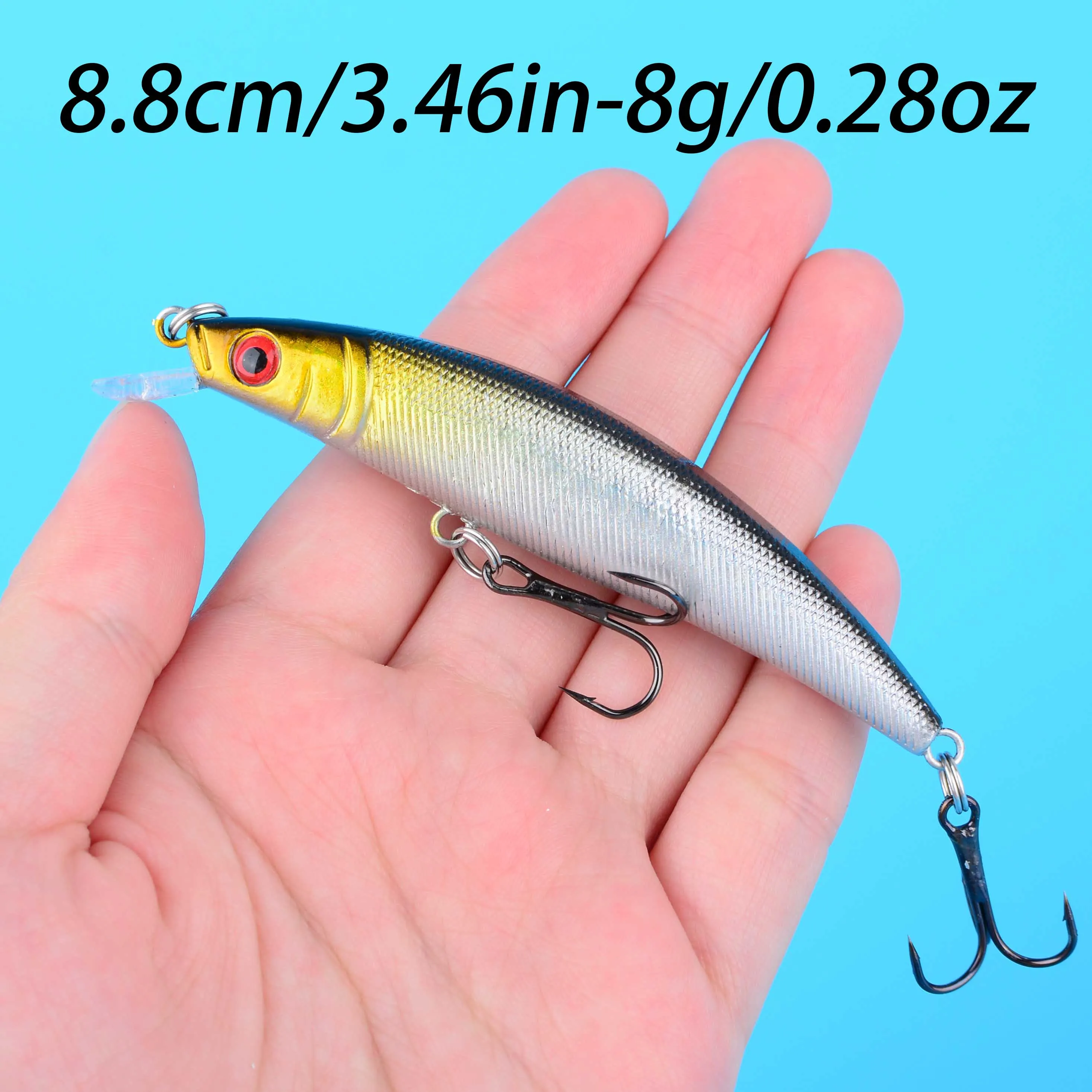 Crankbait Minnow flotante con ojos 3D láser para lubina y lucio - imagen 3