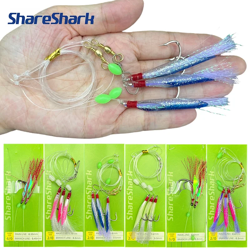 ShareShark aparejos listos para usar agua salada con anzuelos circulares