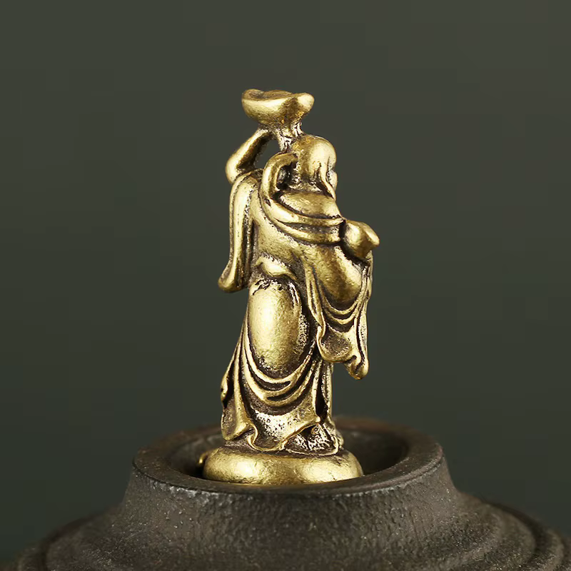 Buda Maitreya en latón y cobre para escritorio - imagen 5