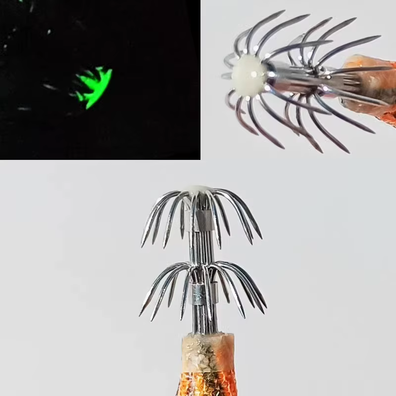 Jigs Luminosos para Calamar 13 cm con Campana – Señuelos de Pesca Marina - imagen 5