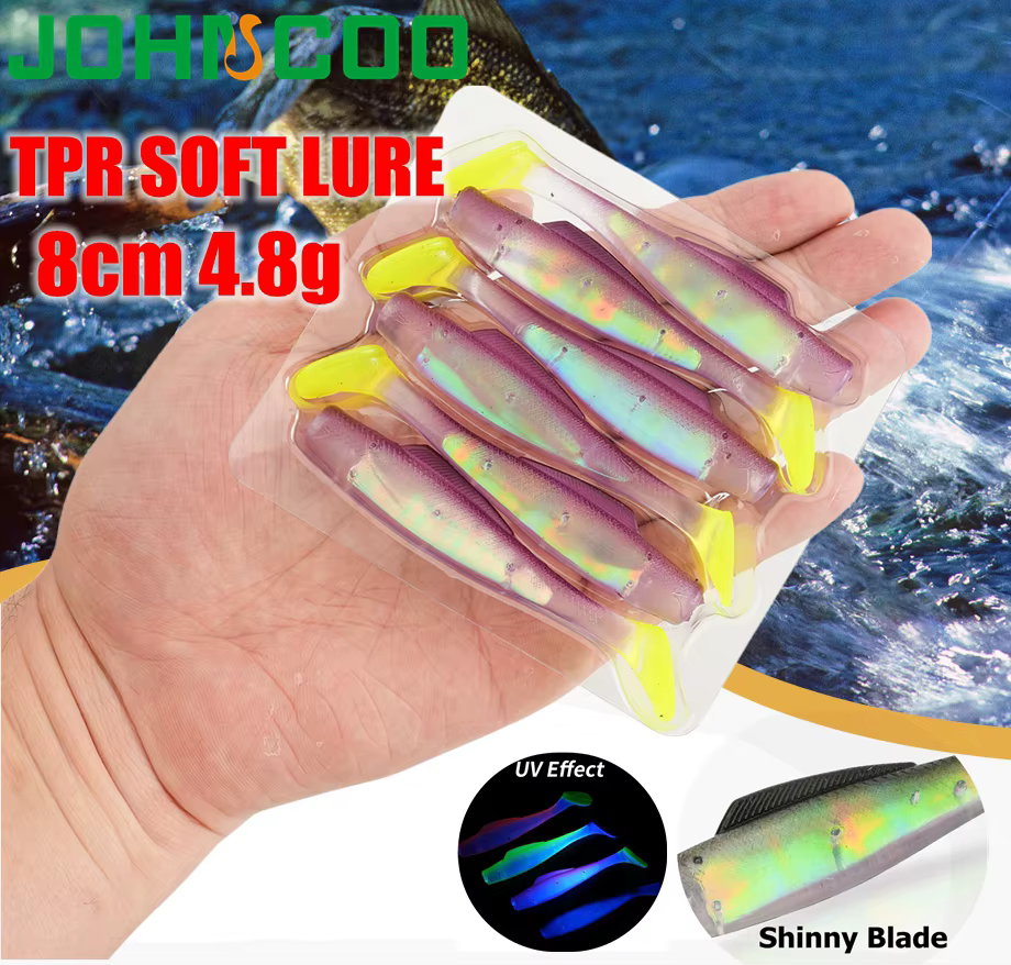 Señuelo Cola de Pala UV 8 cm – Cebo Soft TPR con Brillo - imagen 2