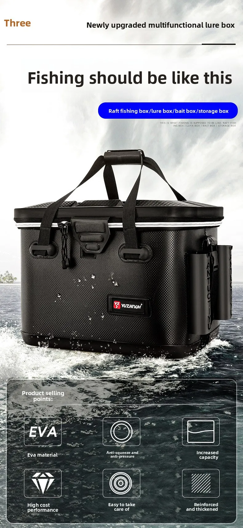 Cubo de pescado multifuncional para pesca deportiva