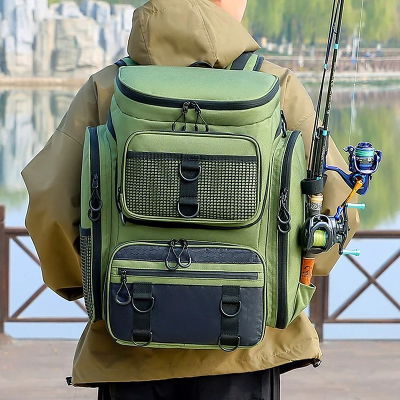Mochila de pesca con soporte cañas y organizador señuelos - imagen 3
