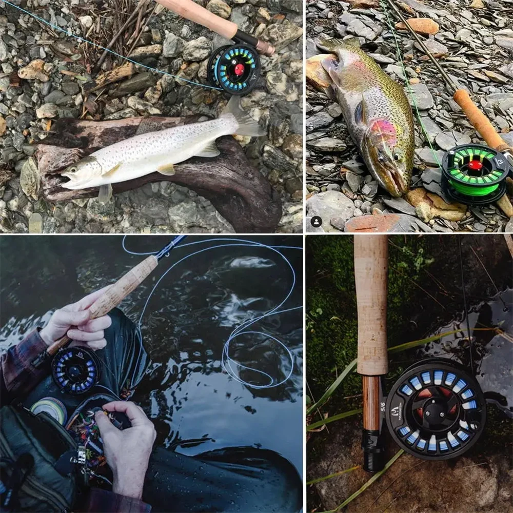 Detalle del diseño y acabado del carrete de pesca con mosca