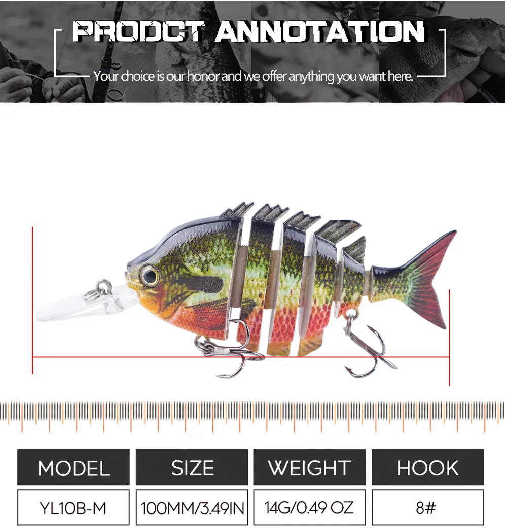 Vista lateral del swimbait multiarticulado