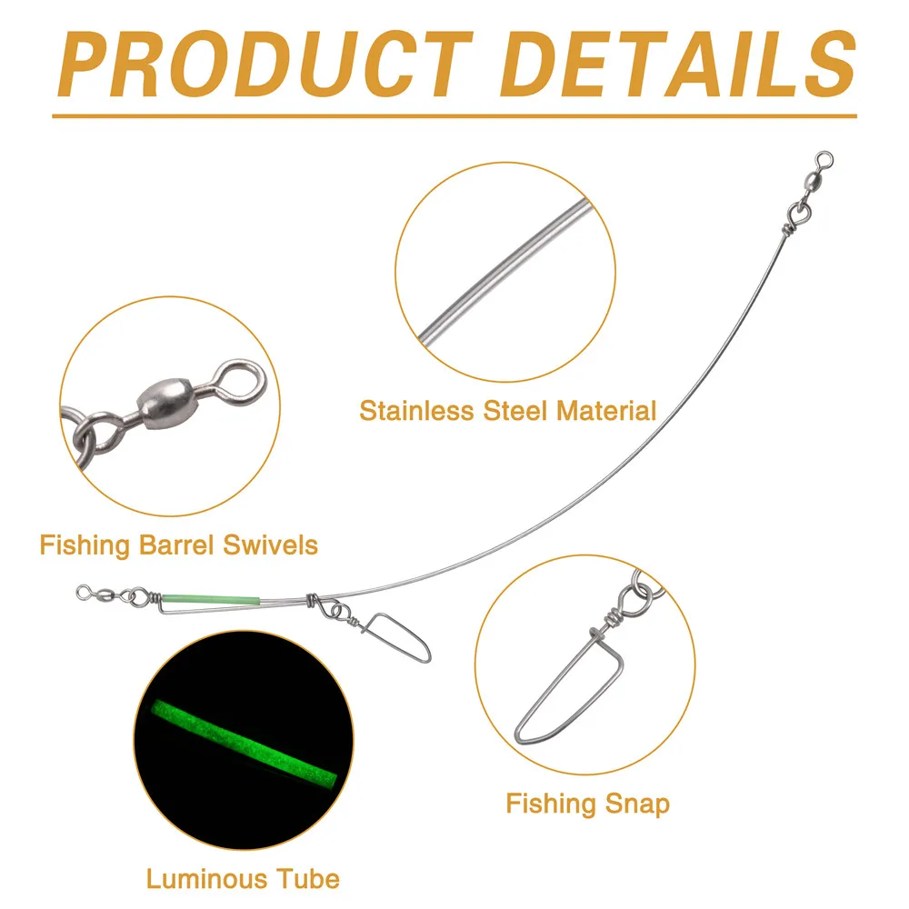 Leader acero inoxidable 5 tramos lumineuxo Surf Fishing - imagen 4