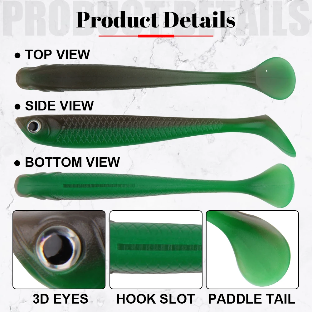 Spinpoler Minnow Shad – Señuelo blando silicona con ojo 3D para Jighead - imagen 4