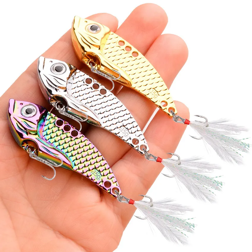 Metal Vib 5-15g: Señuelo glitter bicolor con gancho triple - imagen 5