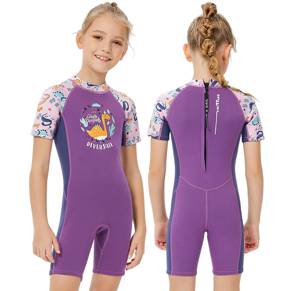 Traje de Neopreno una Pieza Niñas 2.5MM Manga Corta Anti-UV