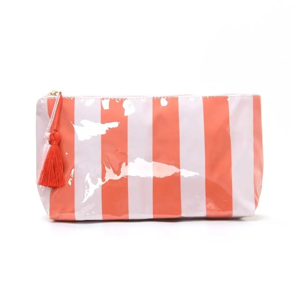 Bolsa de cosméticos PVC moderna a rayas gran capacidad para viaje - imagen 2