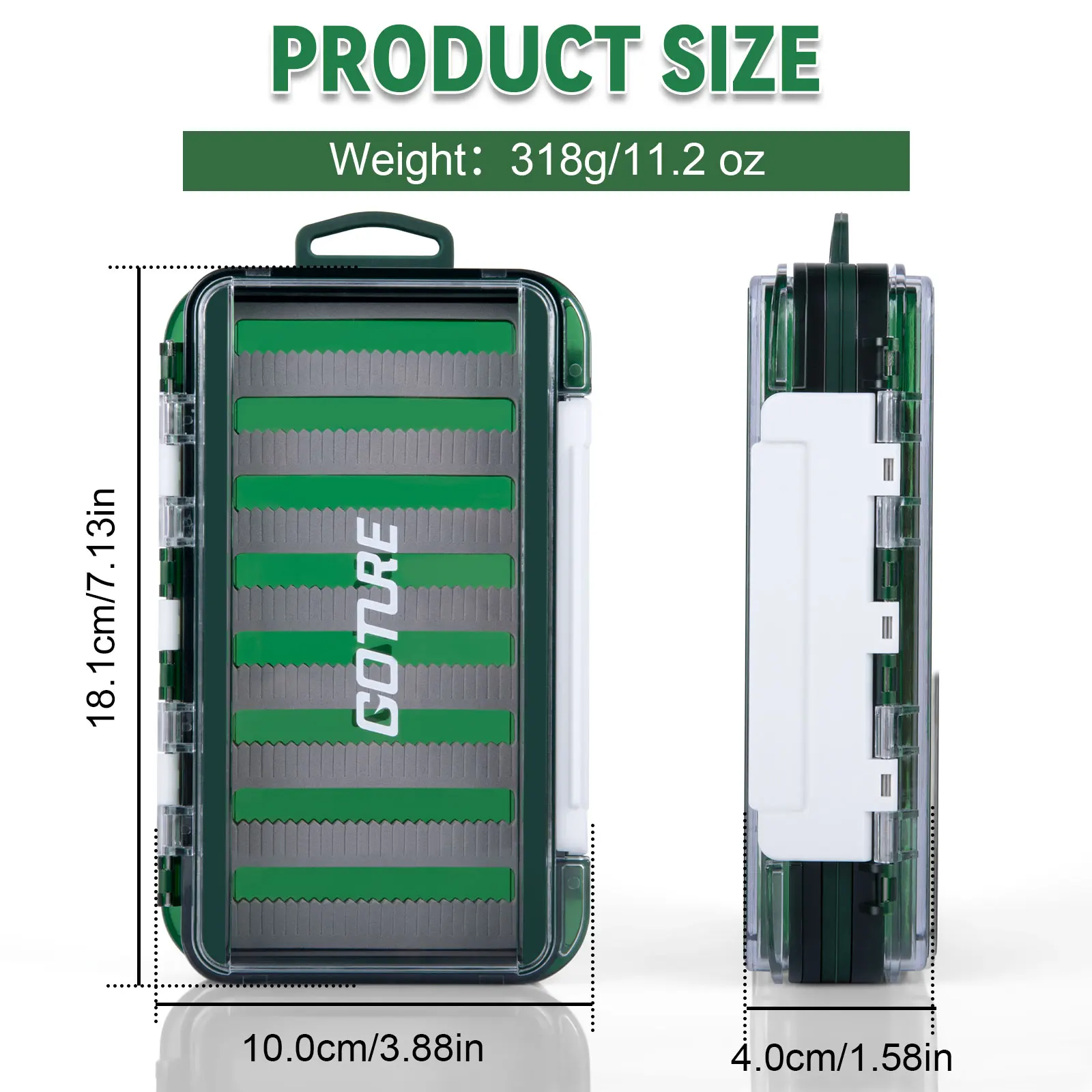 Goture caja doble para pesca con mosca impermeable de compartimentos