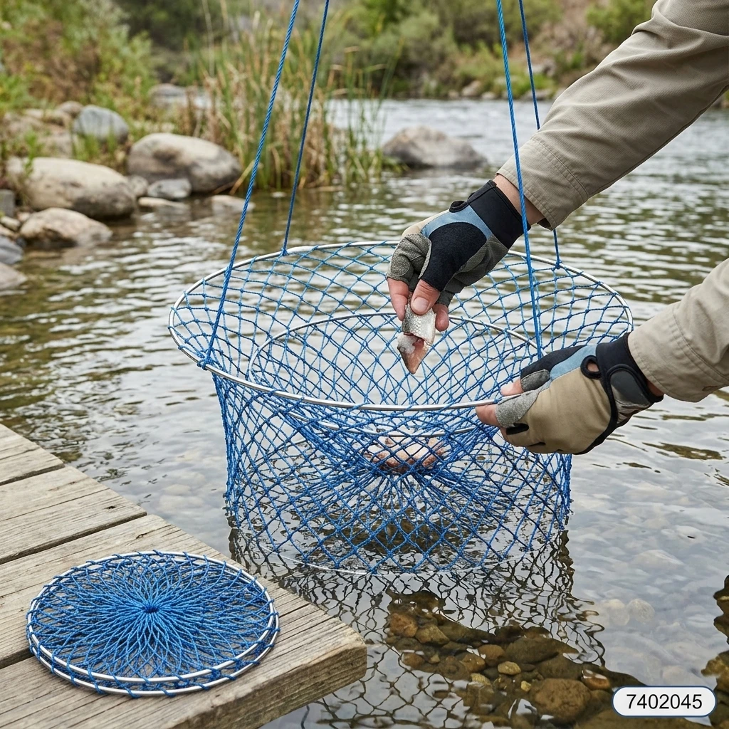 Red de pesca camarones con malla grande y boca abierta plegable - imagen 3