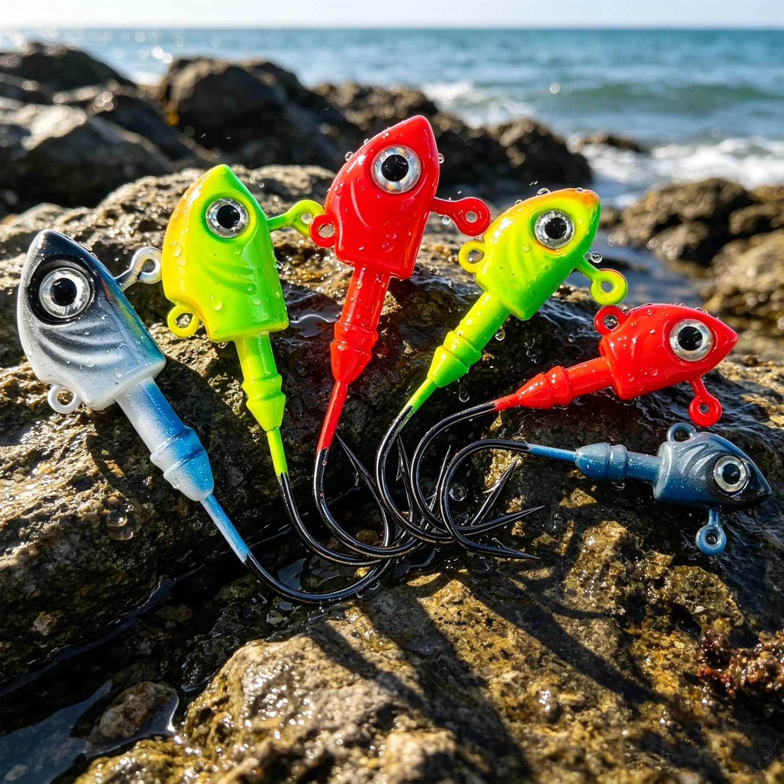 FREE FISHER Cabezas de jig con anzuelo para vinilo – agua salada - imagen 3