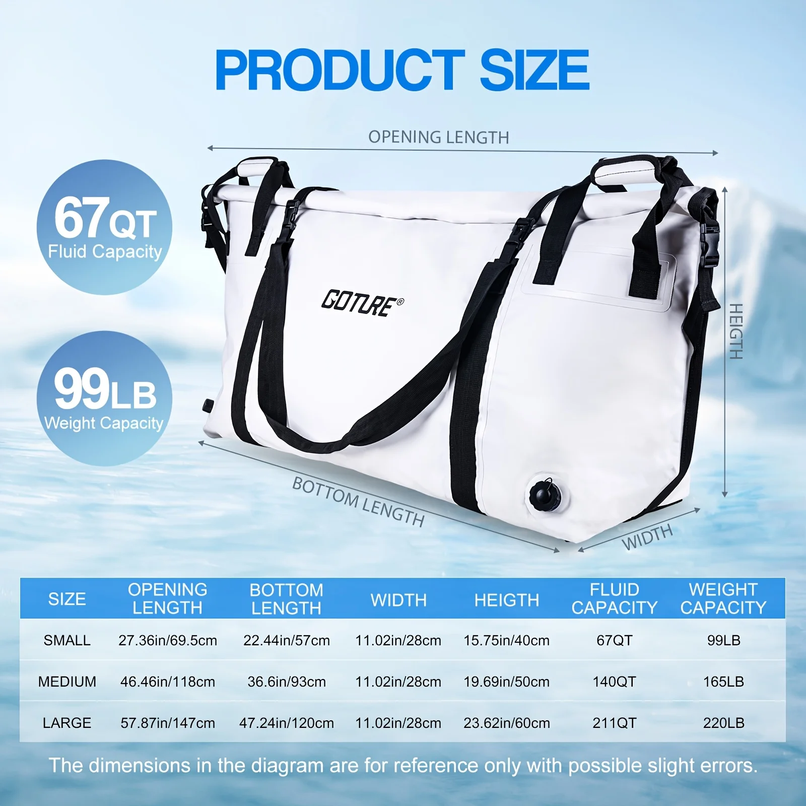 Goture Bolsa de pesca refrigerante portátil con capacidad para hielo
