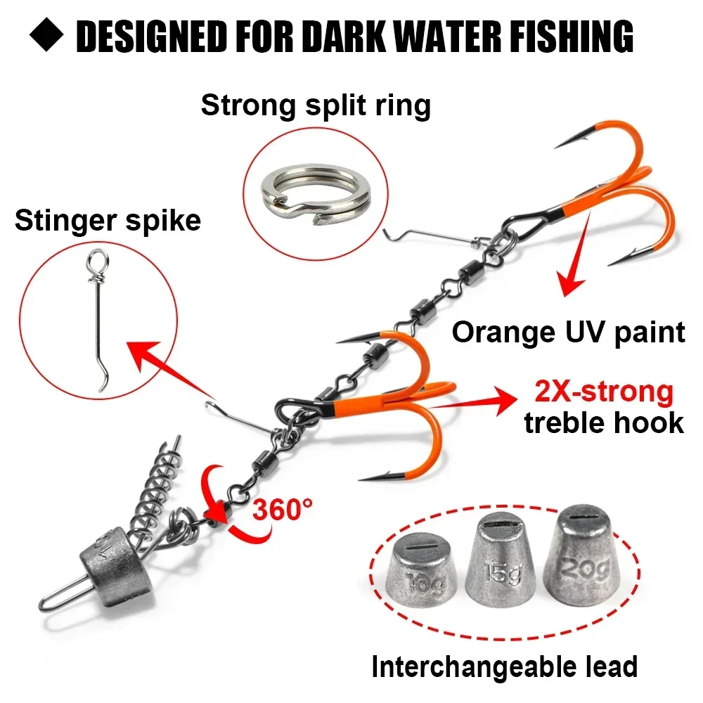 Señuelo Spinpoler Firebomb cola larga ondulada – Flame Stinger Rig - imagen 2