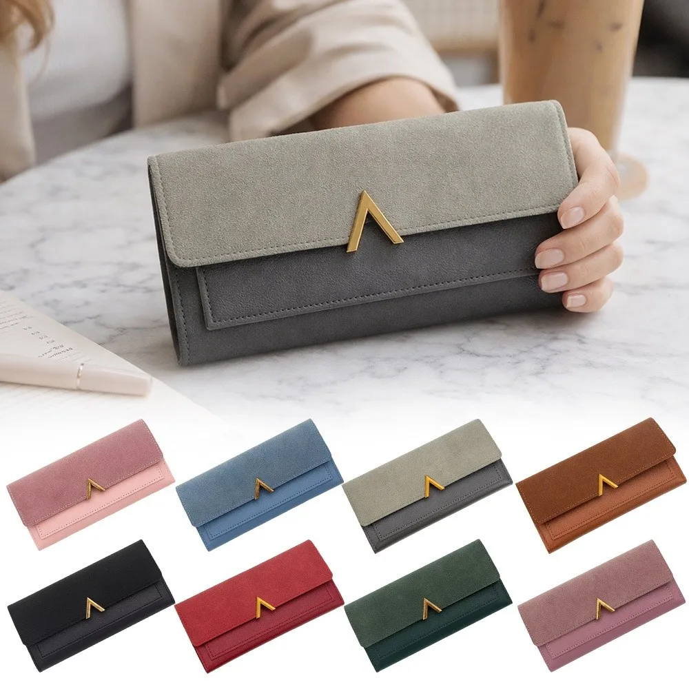 Cartera triple PU con monedero, cierre de broche para mujer - imagen 5
