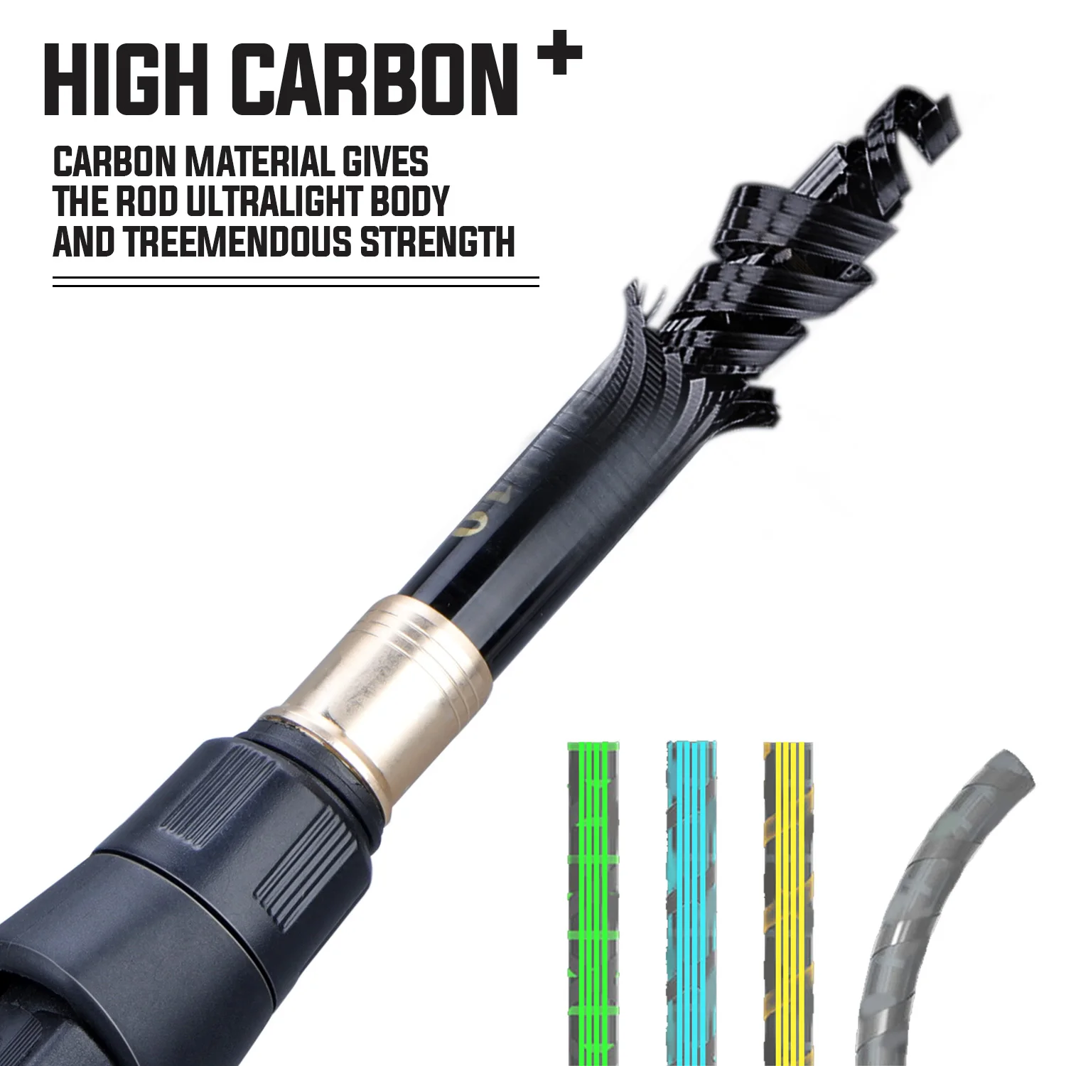 Caña telescópica Sougayilang – Fibra de carbono ultraligera 2,4 m - imagen 5
