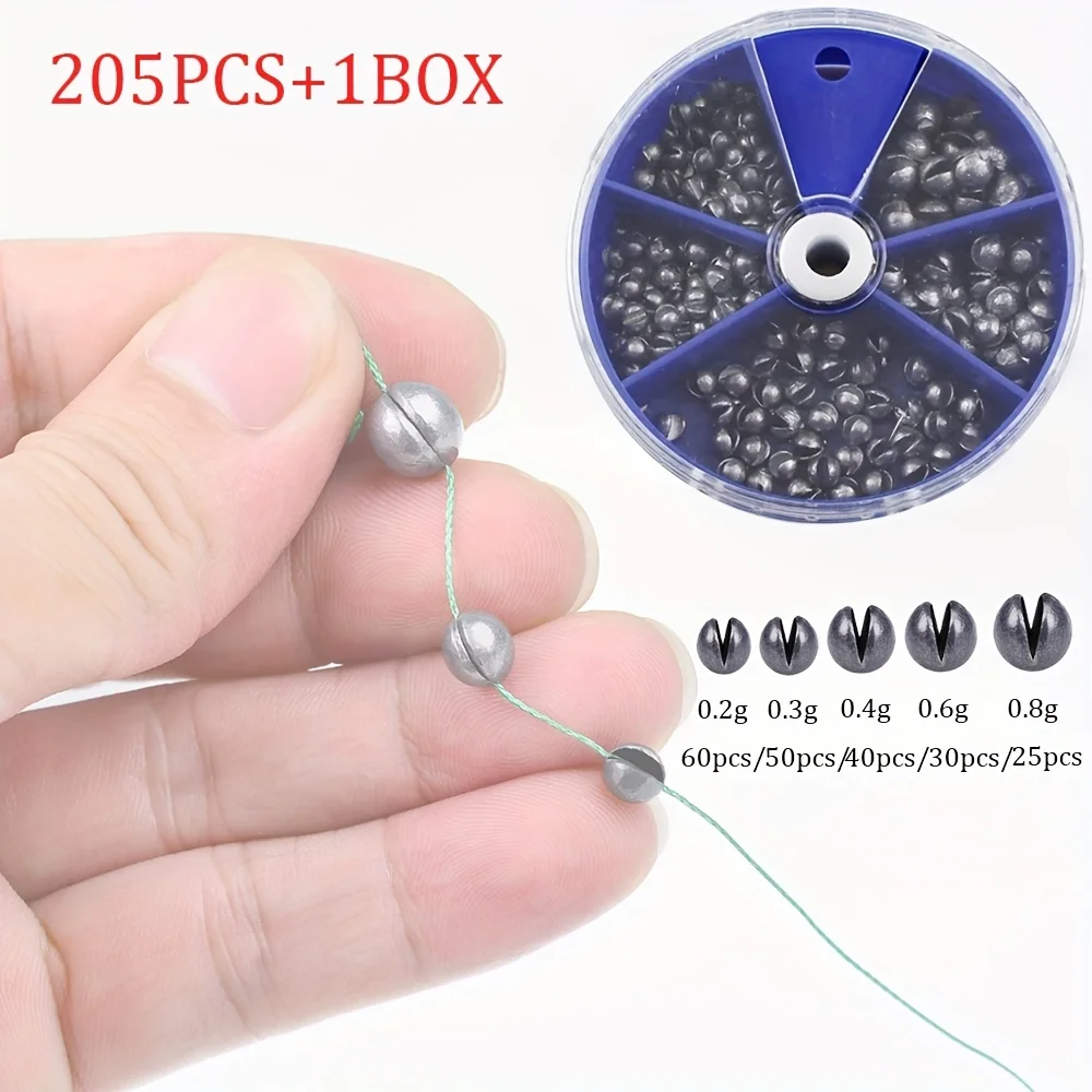 Kit completo de pesas de pesca de 205 piezas con plomo dividido y plomos de huevo