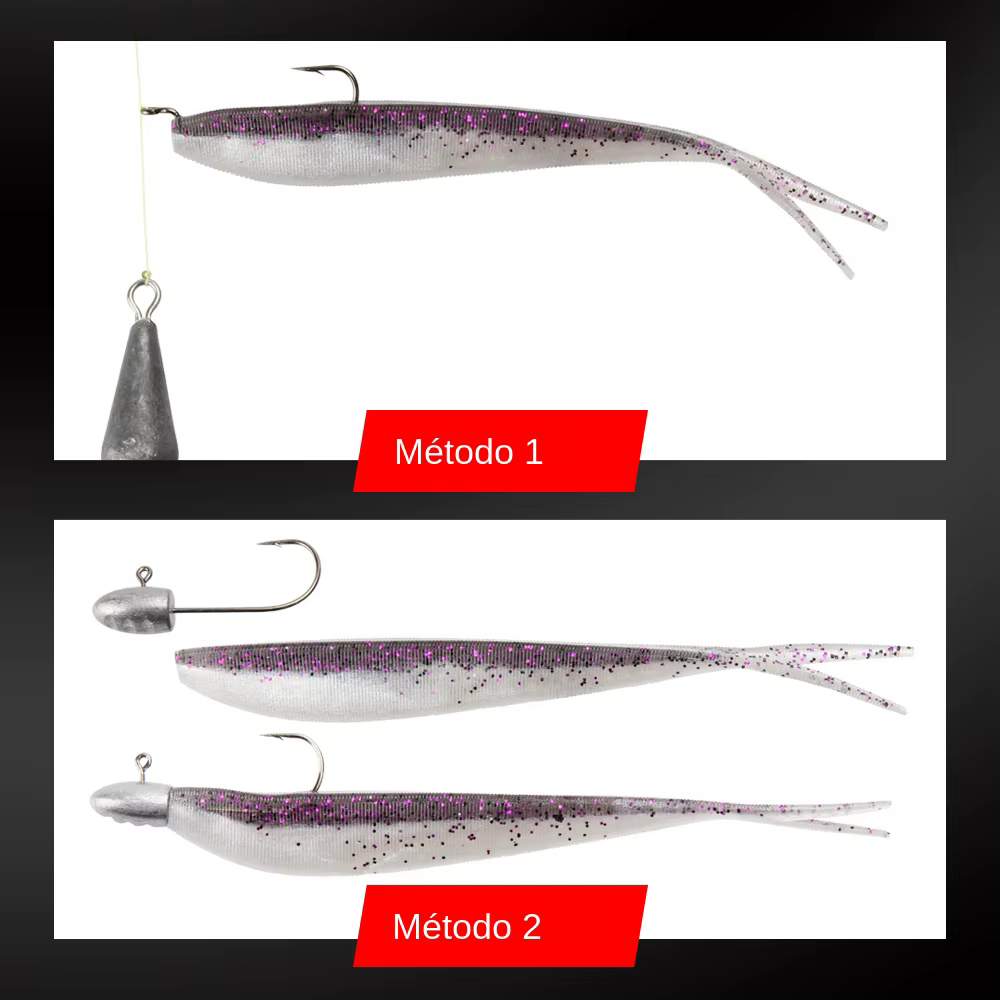 Señuelos blandos Spinpoler 2″ – Jerk Minnow cola dividida para lubina - imagen 4