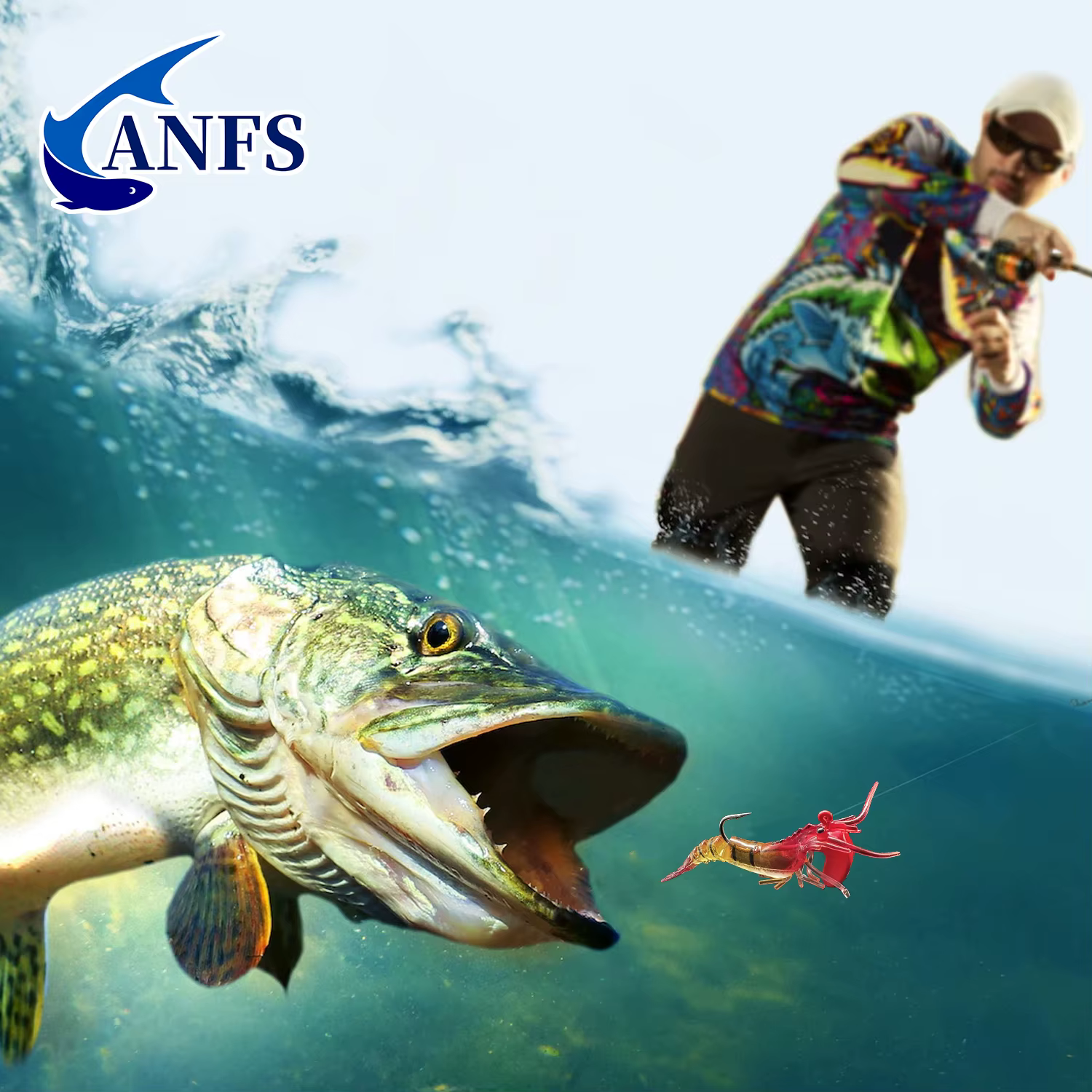 ANFS Cebo Camarón Luminoso con anzuelos afilados agua dulce y salada - imagen 4