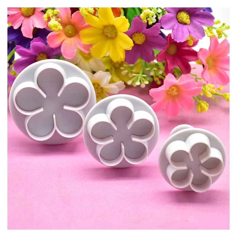 Set 3 herramientas fondant: cortadores de galletas y moldes florales - imagen 2