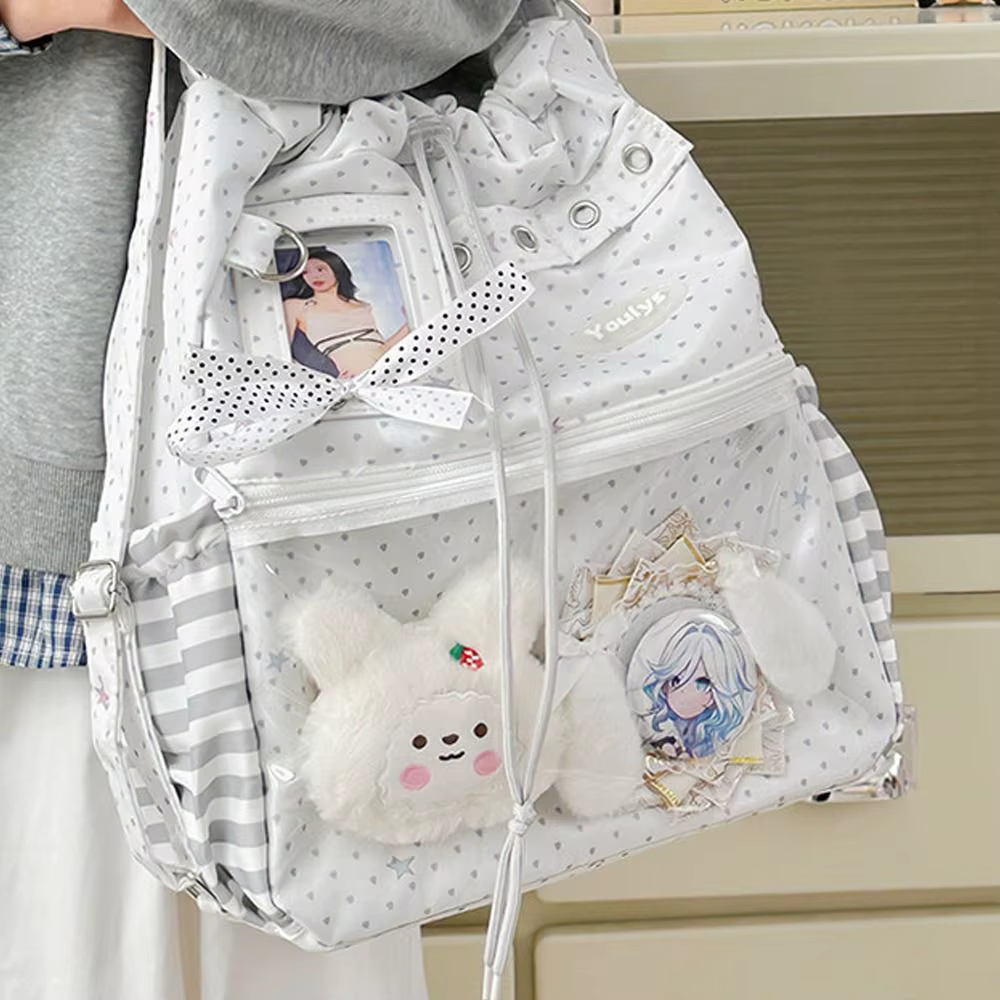 Mochila Ita lunares bolsillo transparente gran capacidad escolar - imagen 4