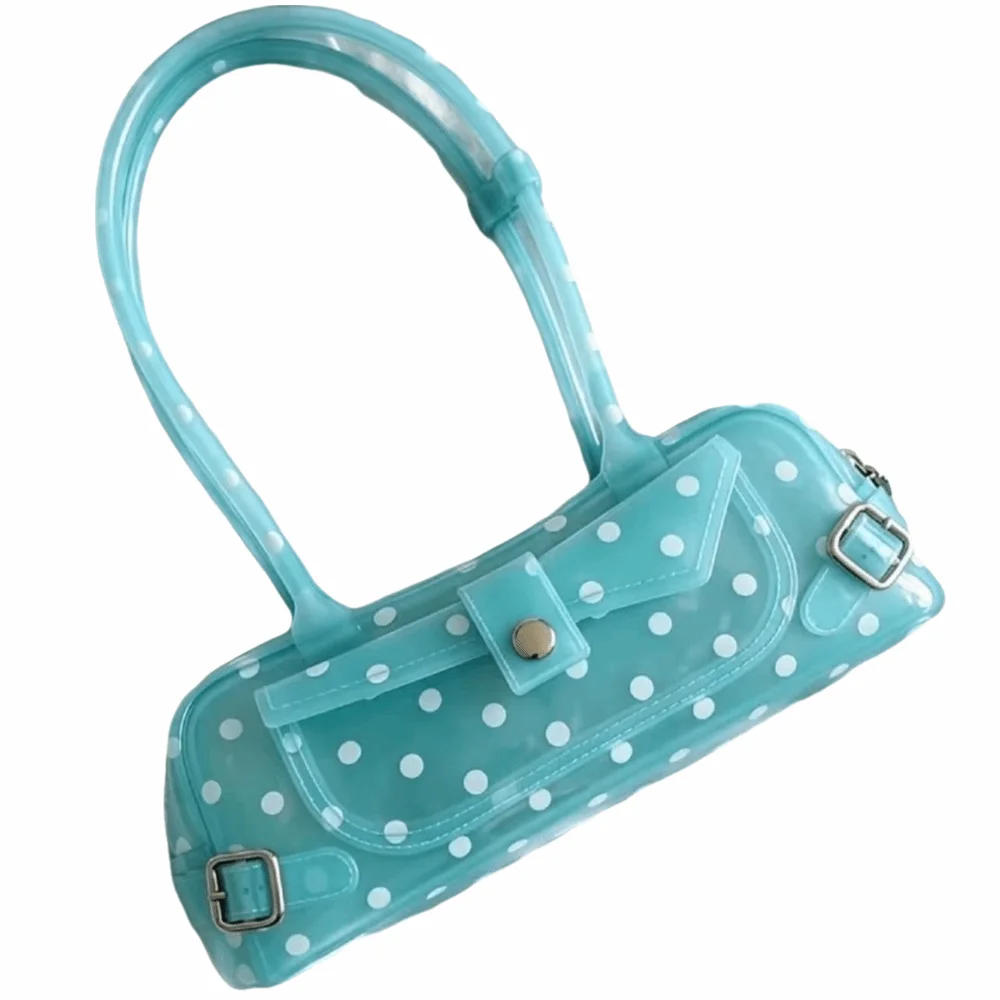 Bolso PVC transparente lunares mini impermeable con asa para playa