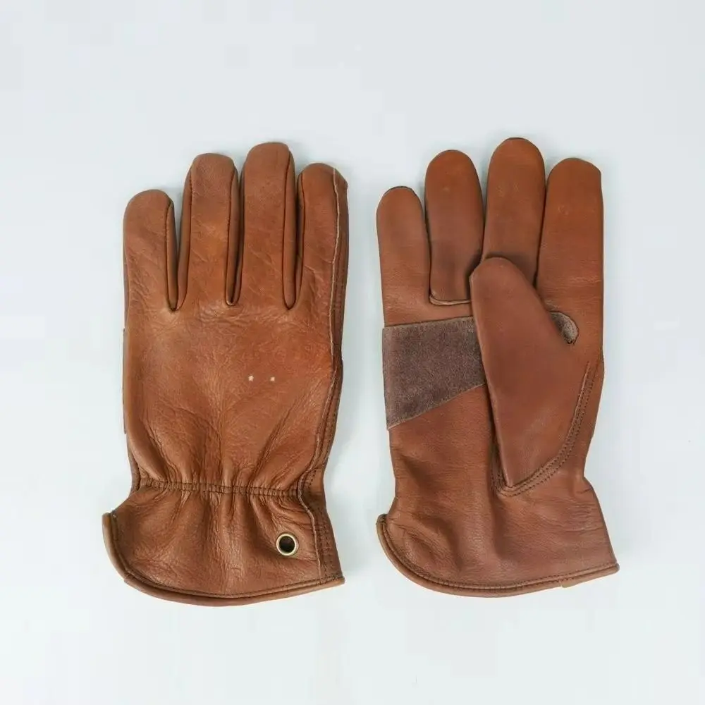 Guantes de cuero vintage Marrón con tinte tie-dye – Motocicleta