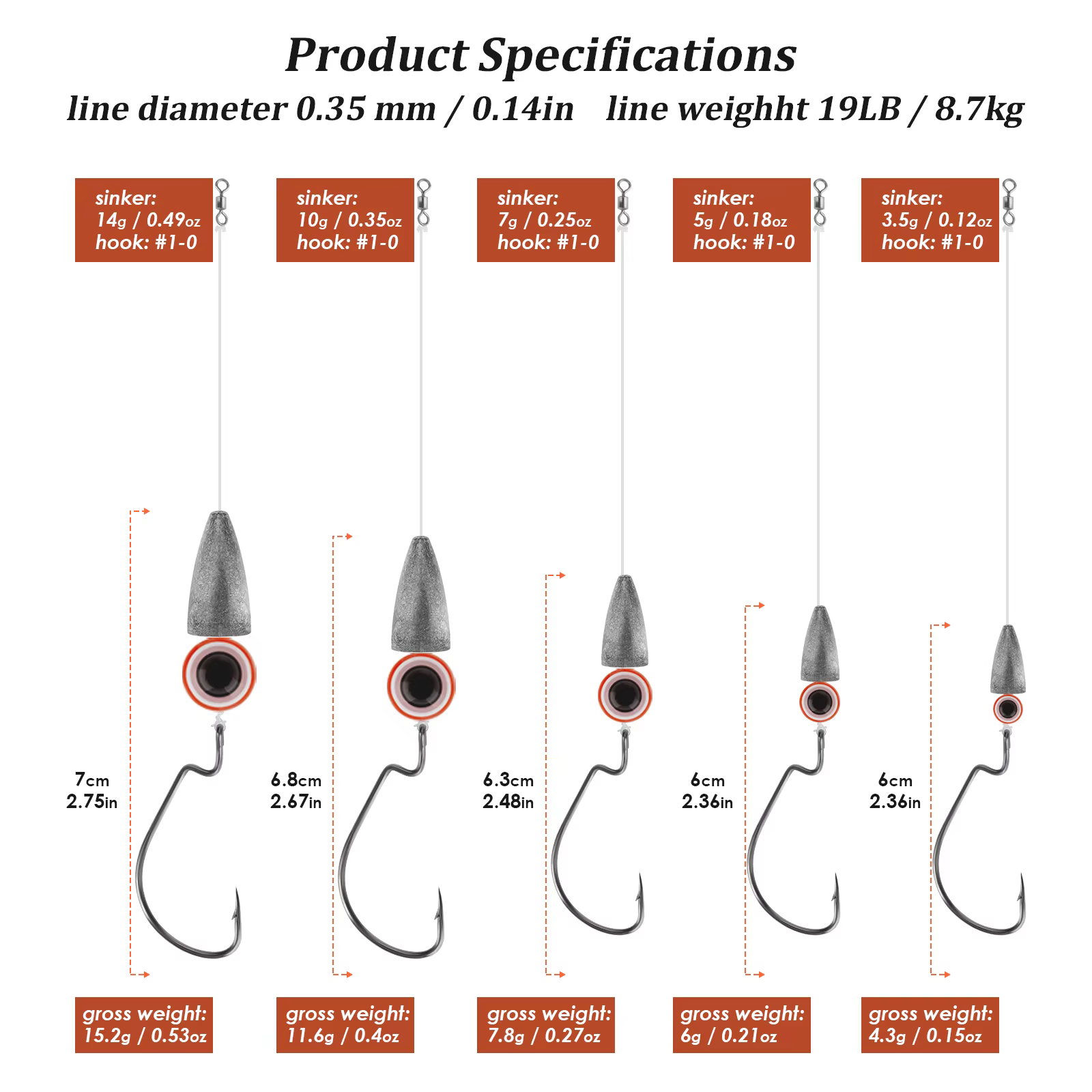 Anzuelos Texas Rig Offset para Pesca de Luberna – Kit Aparejo Carolina - imagen 2