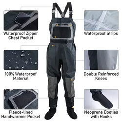 Goture Vadeadores de pesca transpirables e impermeables con puntera de neopreno