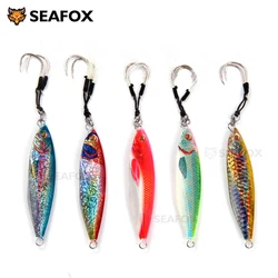 Jigs metálicos luminosos con anzuelos dobles para jigging