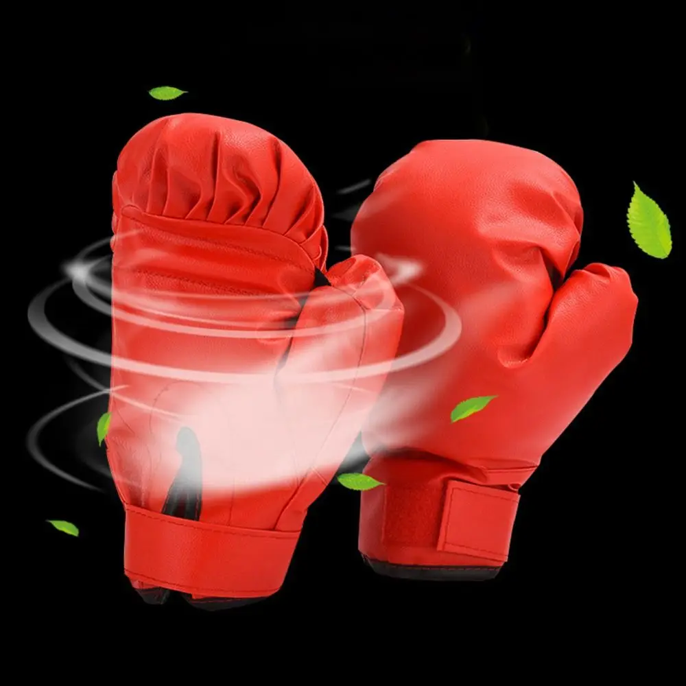 Guantes de boxeo transpirables rojos de dedos completos Sanda - imagen 2