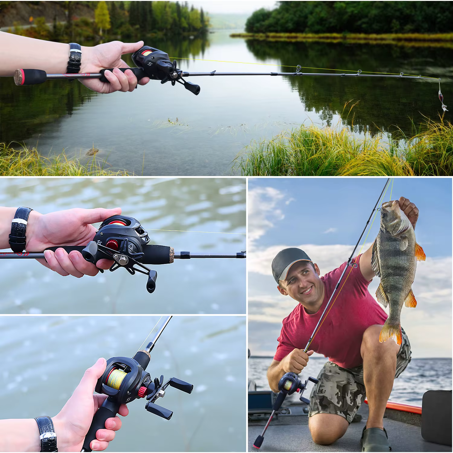 Sougayilang Caña Baitcasting 5 secciones con Carrete Aluminio - imagen 5