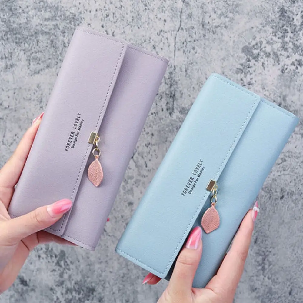 Cartera de cuero PU larga para mujer con broche y borlas - imagen 4