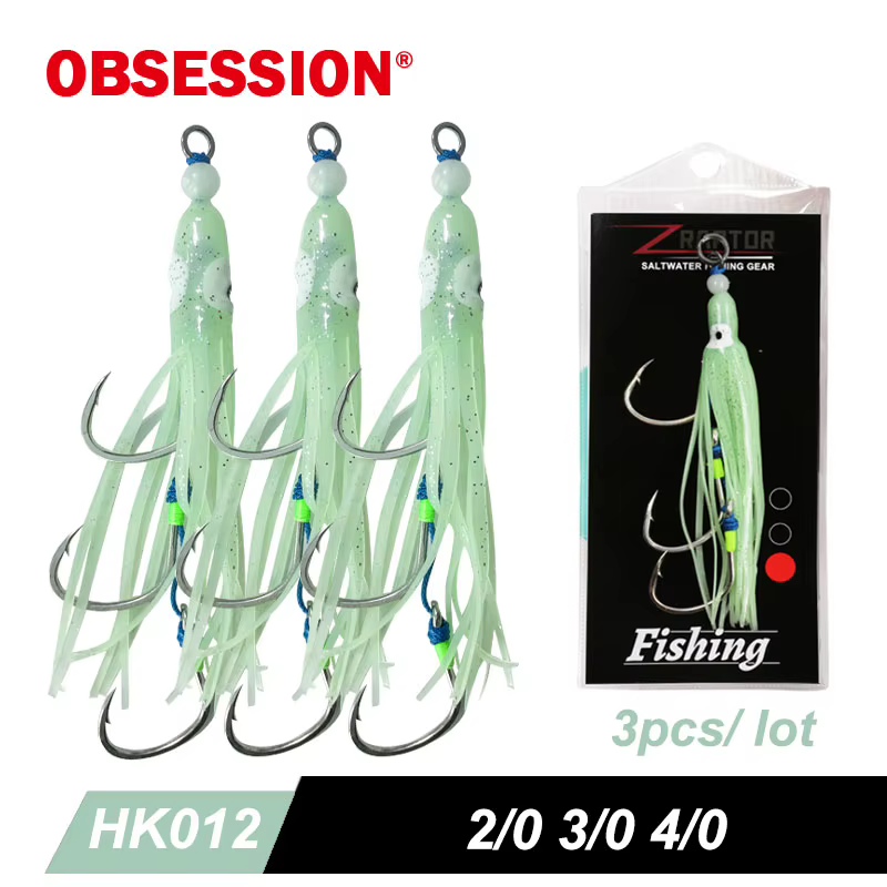 OBSESSION HK012 Anzuelos Pulpo Triple Asistencia – Jigging para calamar - imagen 4