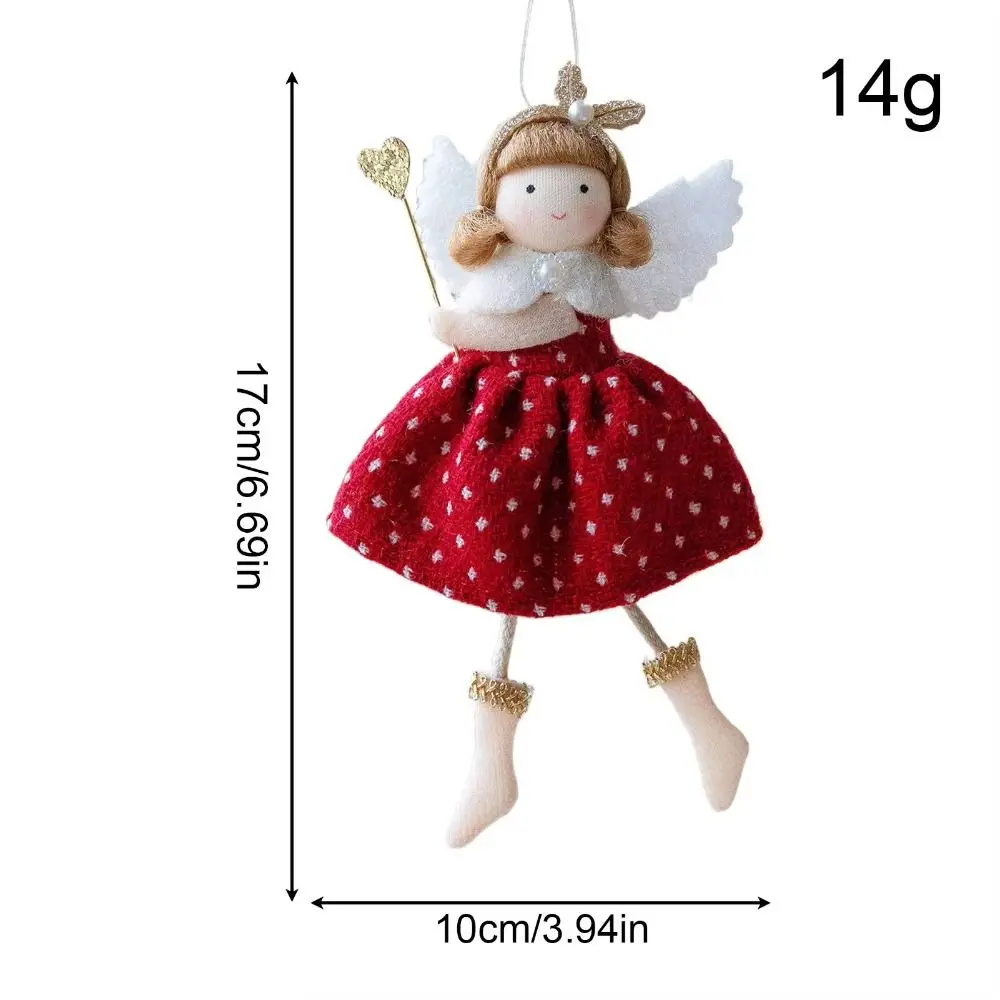 Colgante de ángel textil rojo y blanco gris para decoración navideña DIY - imagen 5
