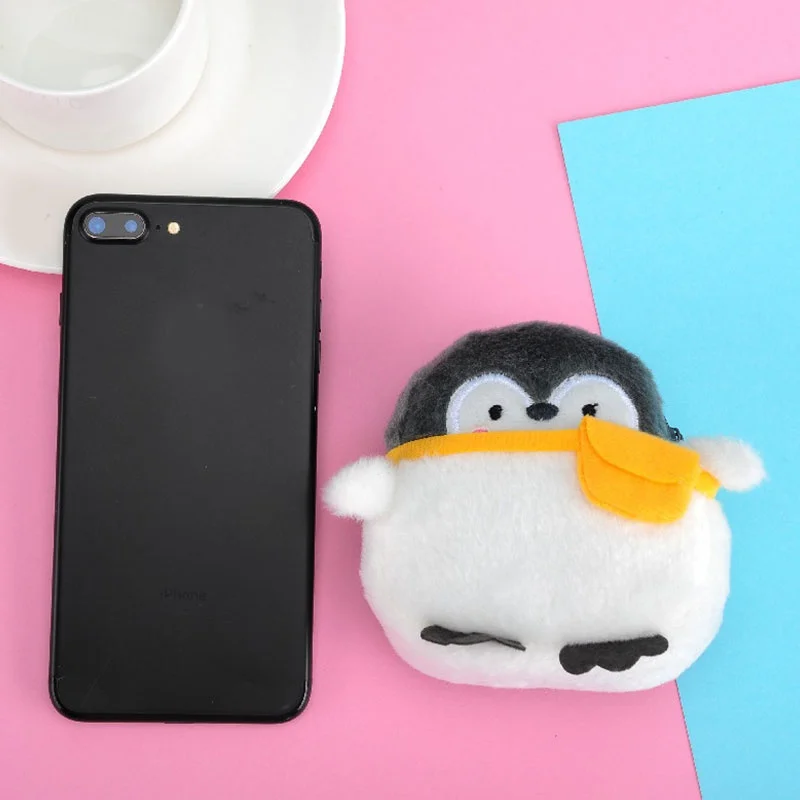 Bolso hombro pingüino kawaii felpa suave – Cartera monedero niñas