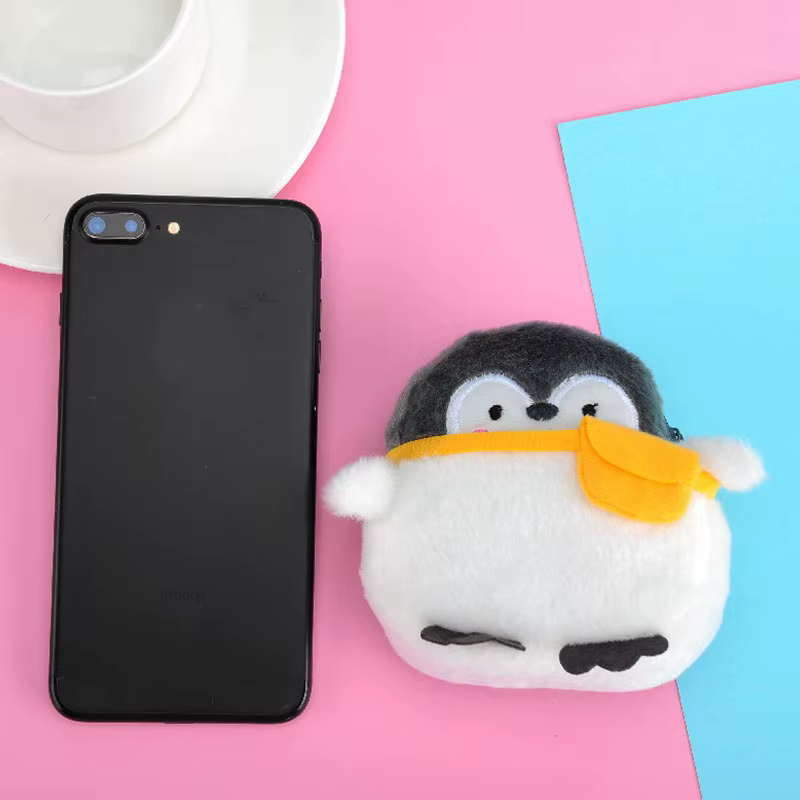 Bolso hombro pingüino kawaii felpa suave – Cartera monedero niñas
