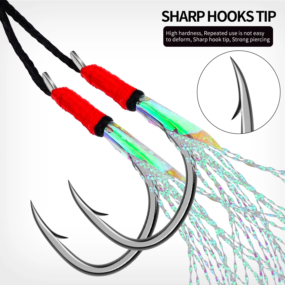 Anzuelos Jigging Proberos con borlas reflectantes multicolor acero - imagen 3