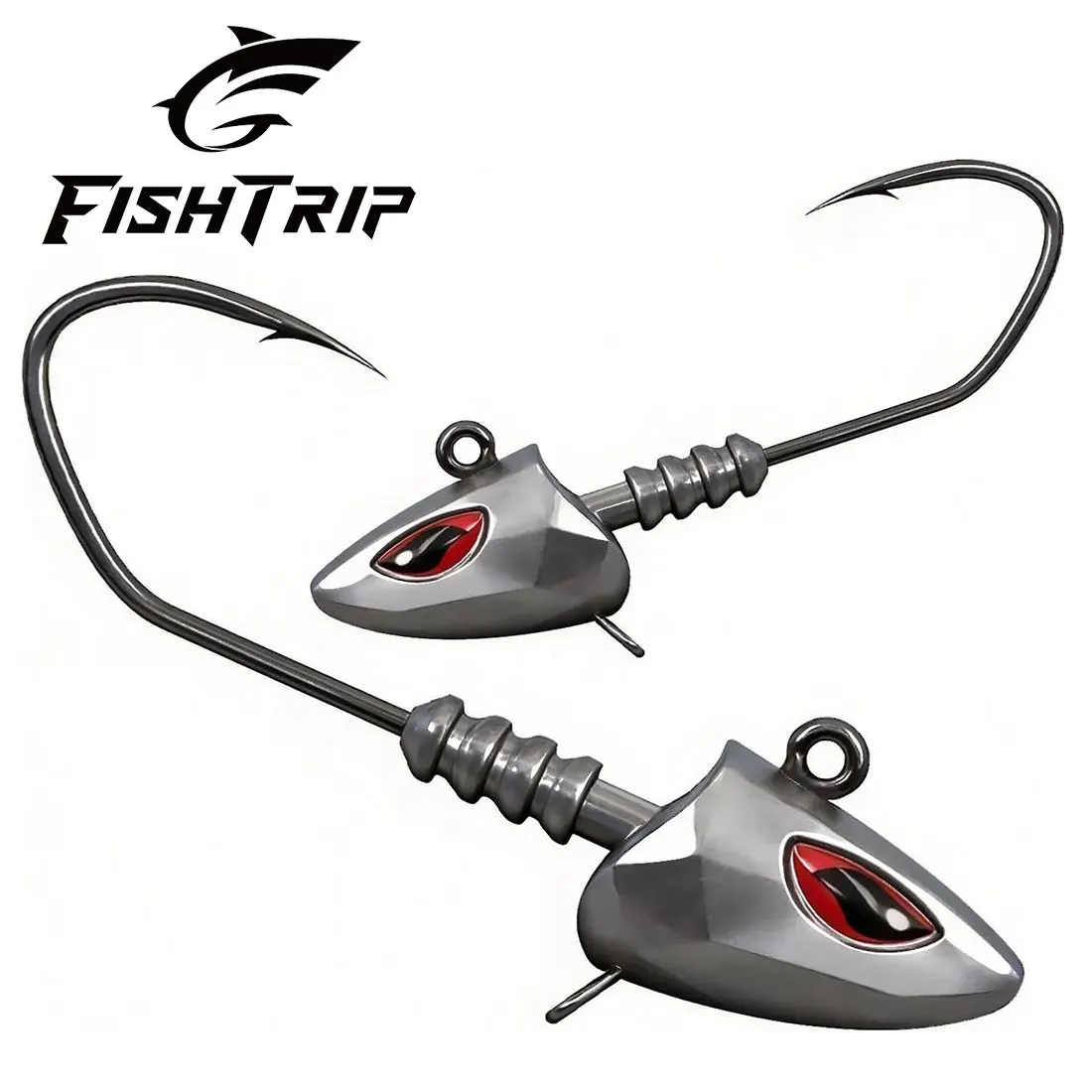 Cabezas de Jig para vinilo FishTrip con ojos 3D rojos – lubina