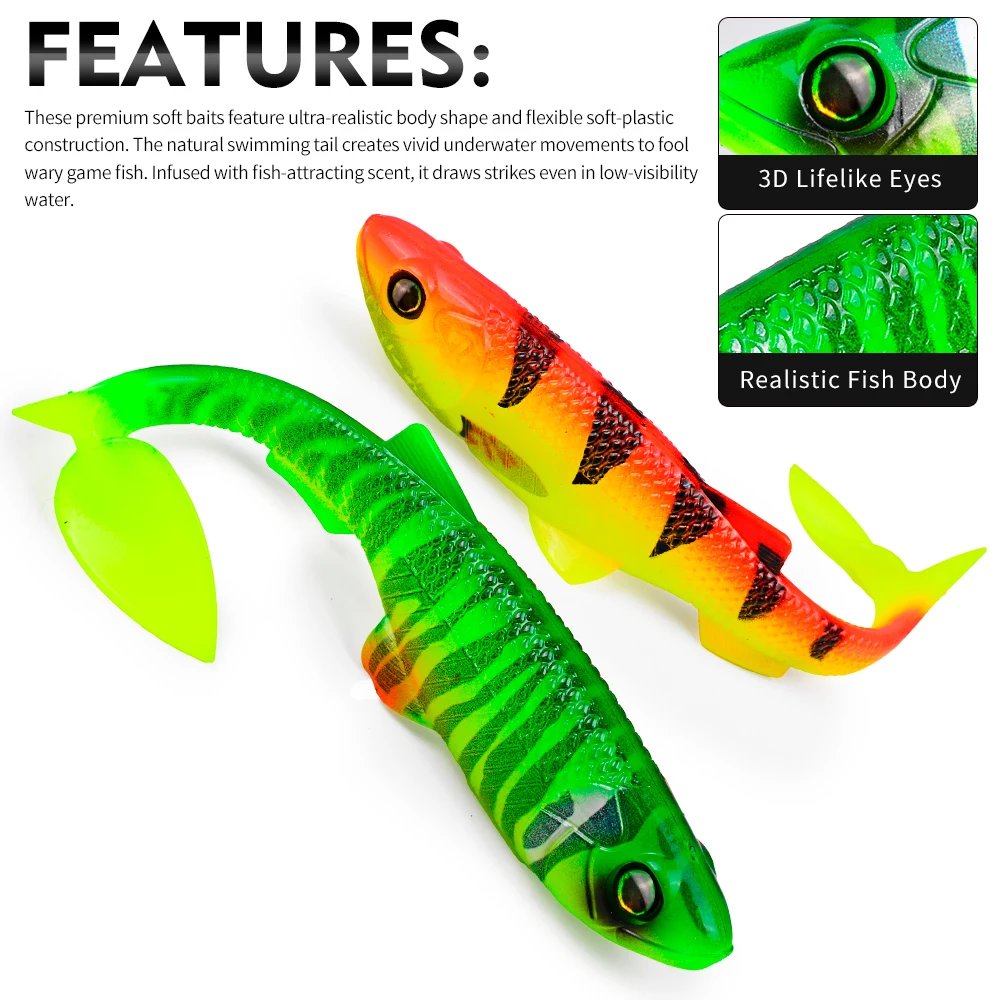 Sunlure Vinilo de cola en T para lubina con ojos 3D - imagen 3