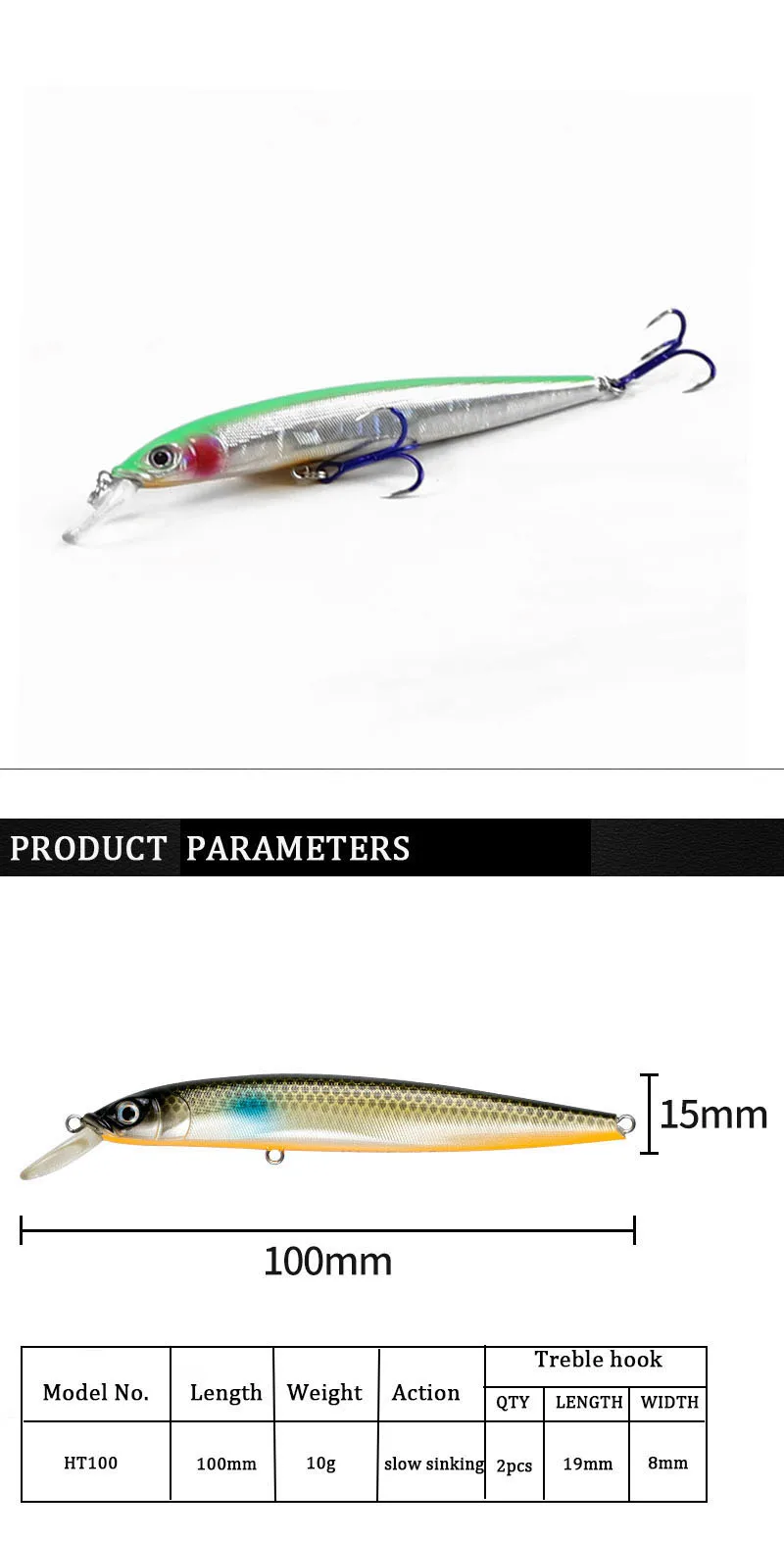 Señuelo Water Sniper HT100 vista frontal
