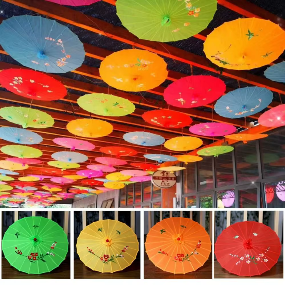 Sombrillas Chinas de Papel Encerado – Decoración para Fiestas - imagen 2