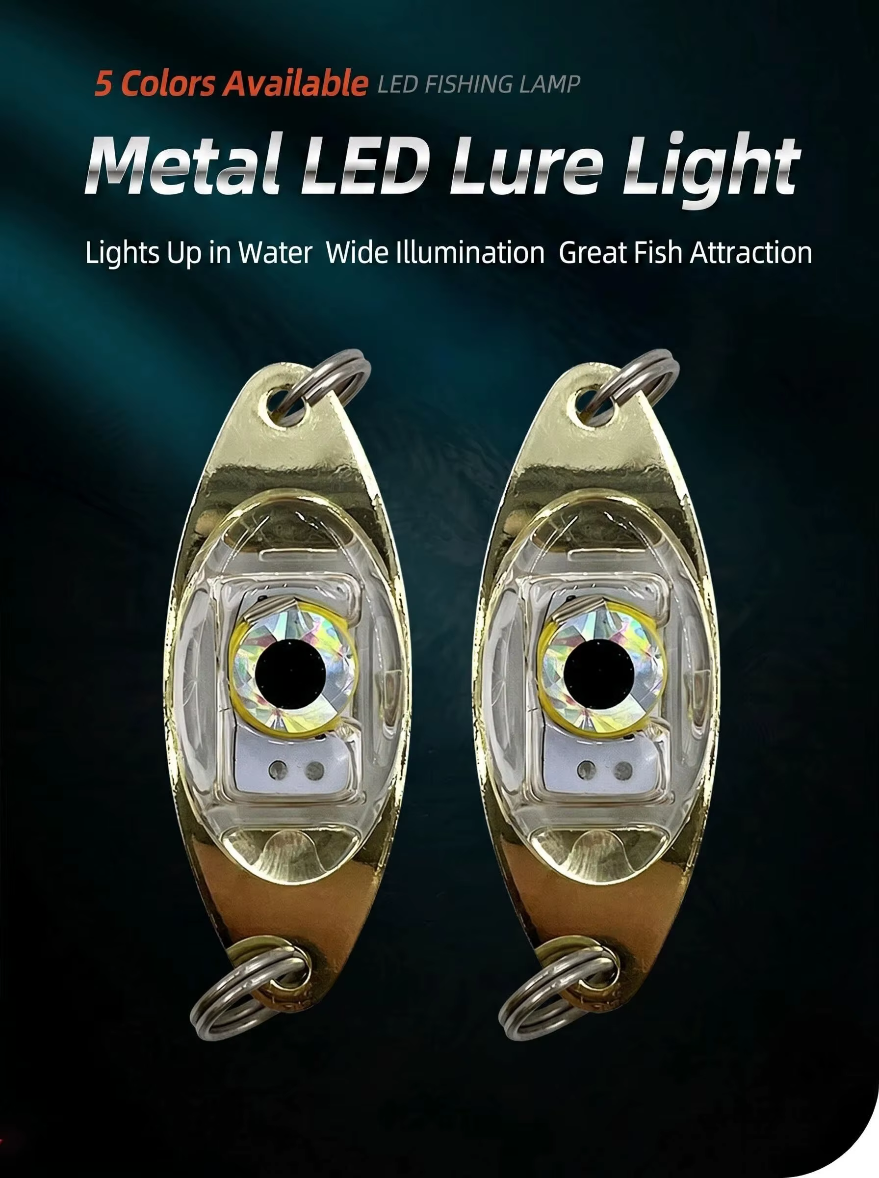 Señuelo con LED junto a otras herramientas de pesca