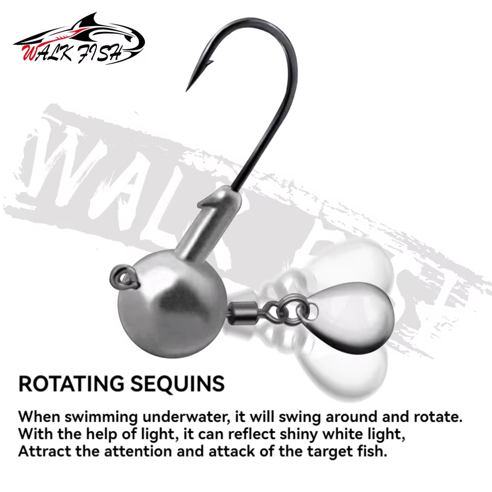WALK FISH Jig Head – Cabeza de Plomo Offset para Lubina con Vinilo - imagen 5